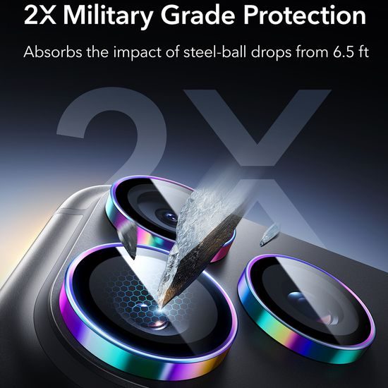 iPhone 18 Pro / 18 Pro Max kameras aizsargstikls – ESR Armorite hromātiskais