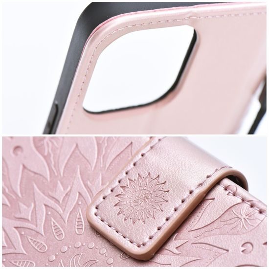 Mezzo Schutzhülle für Xiaomi Redmi Note 15 5G - Wallet Case mit geprägtem Design und Kartenfächern - Muster 2 - Rosegold