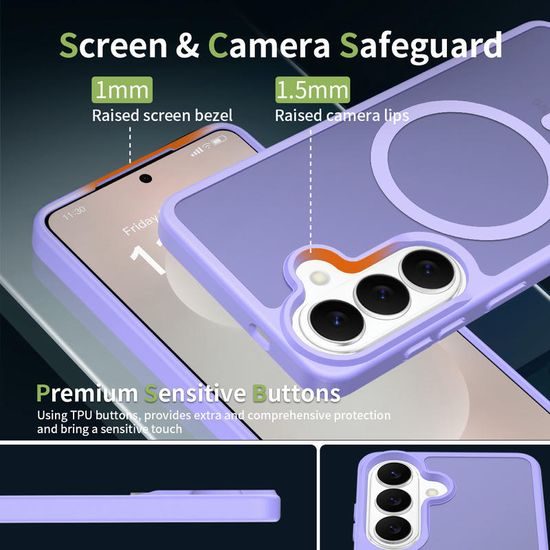 JP MagFit Colour MagSafe θήκη με μαγνήτη N52, Samsung Galaxy S26, μωβ