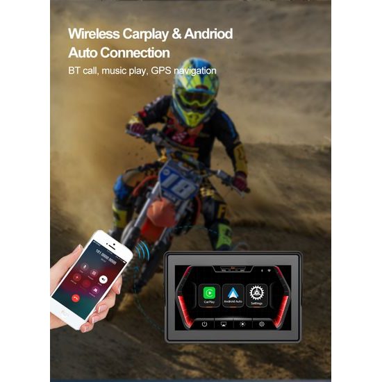 Motociklistički 5" CarPlay zaslon s bežičnim Apple CarPlay i Android Auto