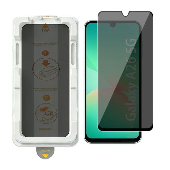 Wency Magic Box Privacy 5D Σκληρυμένο Γυαλί με Εύκολη Εφαρμογή, Samsung Galaxy A26, Μαύρο