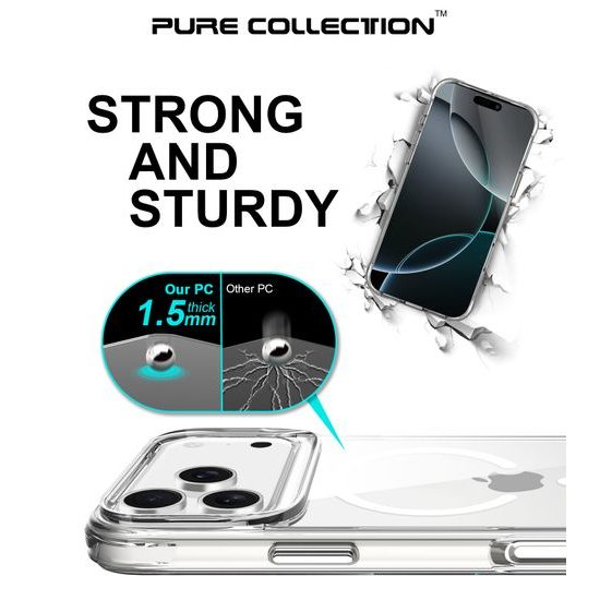 JP MagFit MagSafe θήκη με πιστοποίηση 3M SGS, iPhone 17 Pro Max, διάφανη