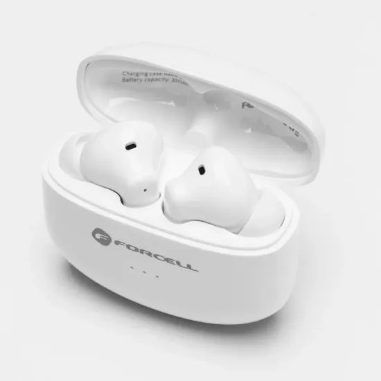 Forcell F-AUDIO bezdrátová Bluetooth stereo sluchátka TWS, Clear Sound, bílá