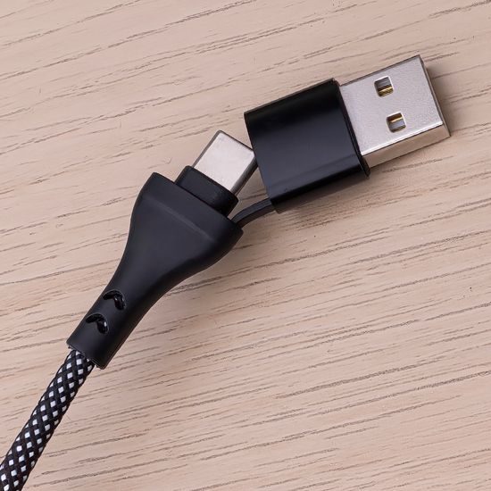 Maxlife kábel ALLin1 USB + USB-C - Lightning + 2x USB-C 1,0 m 66 W, čierny