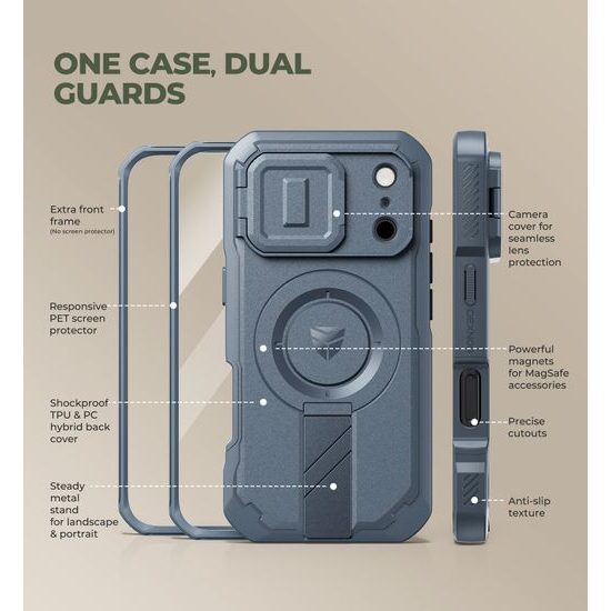 Dexnor MagSafe Case für iPhone 17 Pro / 18 Pro - 360° Kickstand mit Kameraschutz - Blau