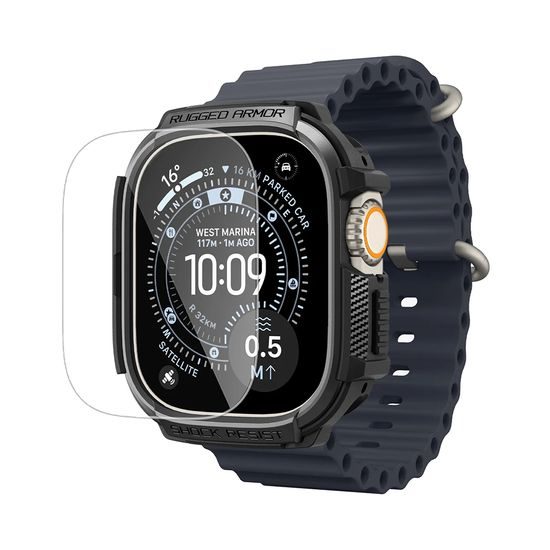 Spigen Rugged Armor + ochranná fólie na displej, Apple Watch Ultra / Ultra 2 / Ultra 3, černé