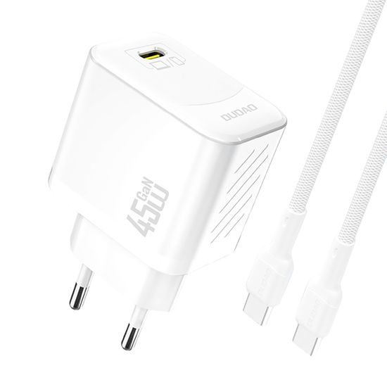 Dudao A28C USB-C Ladegerät + USB-C Kabel - 45W GaN Netzteil - Weiß