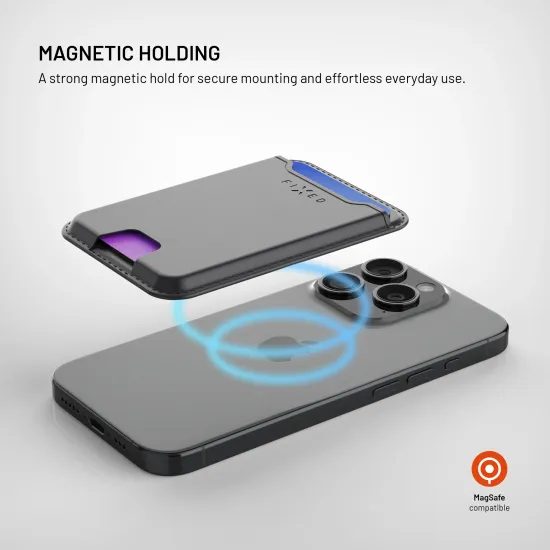 FIXED MagWallet pénztárca MagSafe-fel, Find My lokátorral és vezeték nélküli töltéssel, fekete