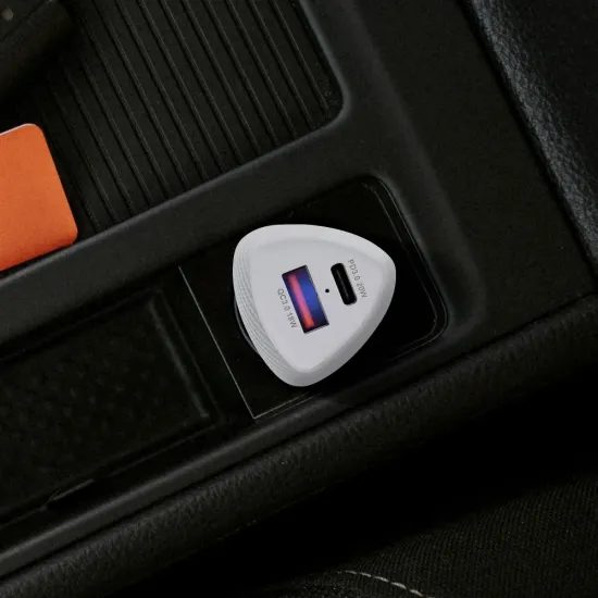 Forcell Carbon Προσαρμογέας Αυτοκινήτου, USB-C 3.0 PD20W + USB QC3.0, 18W, 5A, CC50-1A1C, λευκό