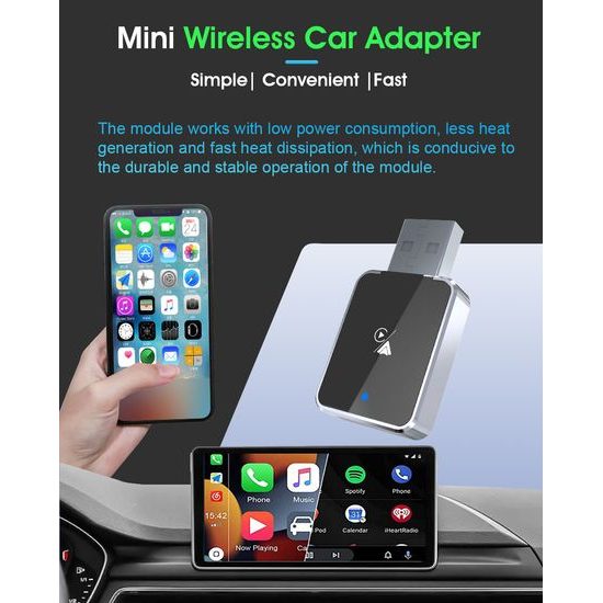 Ασύρματος Προσαρμογέας για CarPlay και Android Auto, Plug & Play, Αλουμίνιο, CA19