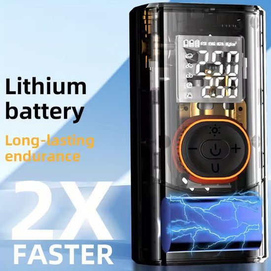 Techsuit (AI2) Kabelloser Kompressor AirXpert Pro mit LED-Taschenlampe und LED-Display, 1500 mAh - Schwarz