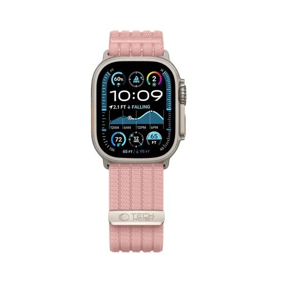 Tech-Protect Nylon Sport remienok, Apple Watch 8 / 9 / 10 / 11 / SE / Ultra (44 / 45 / 46 / 49 mm), ružový