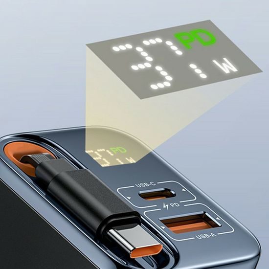 Yesido YC100 USB Ladegerät USB-C & USB-A mit GaN-Technologie 67W + USB-C Kabel 65cm - Schwarz