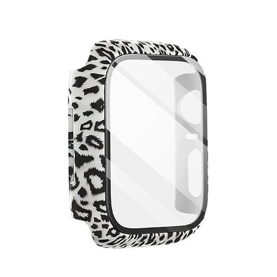 Etui JP Watch Motive, Apple Watch 4 / 5 / 6 / SE, 44 mm, leopard czarno-biały