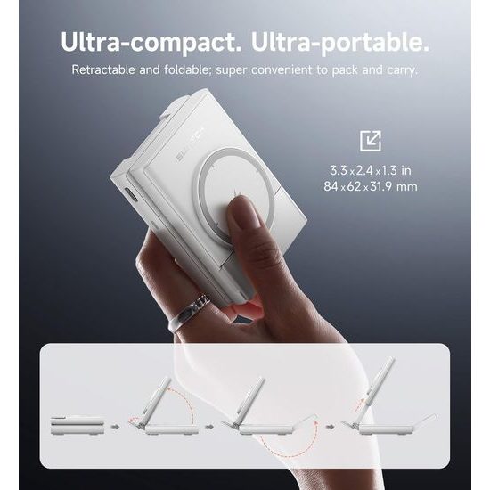 Suritch 3σε1 αναδιπλούμενος ασύρματος σταθμός φόρτισης για συσκευές Samsung, λευκός