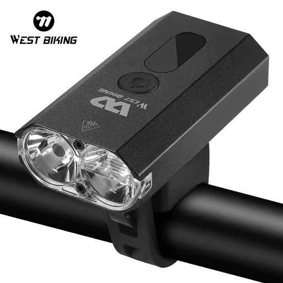 West Biking LED Fahrradlicht für Lenker - Wiederaufladbar Wasserdicht 400 Lumen USB - Schwarz