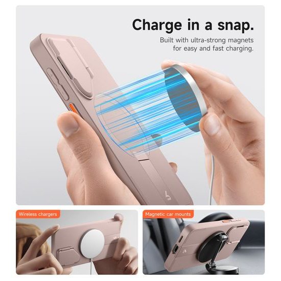 Suritch MagSafe Kickstand Camprotector Θήκη Samsung Galaxy S25 Plus, Ροζ