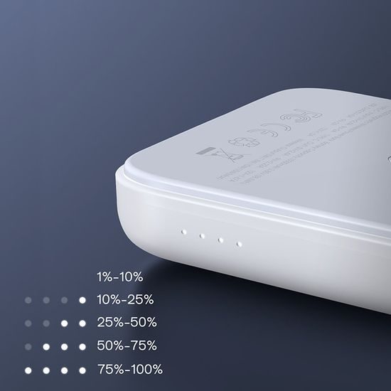 Joyroom PowerBank 10000mAh 20W Power Delivery gyorstöltés, mágneses vezeték nélküli Qi töltő, 15W iPhone MagSafe, fehér (JR-W020 white)r)