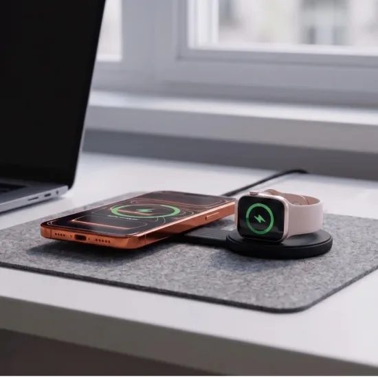 Tech-Protect A55 2v1 MagSafe bezdrôtová nabíjačka, 25 W, Qi2.2, čierna