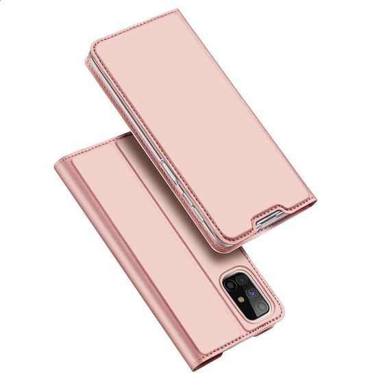 Dux Ducis Skin Leather tok, könyves tok, Samsung Galaxy M31s, rózsaszín