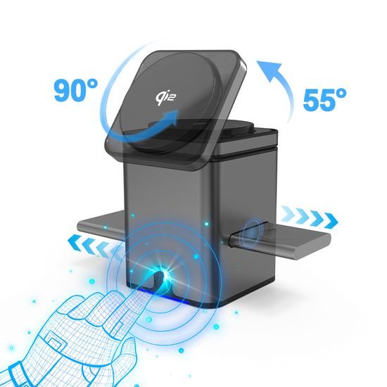 MagCube Pro Qi2 Έξυπνος Αναδιπλούμενος 3σε1 Ασύρματος Φορτιστής με MagSafe με Φόρτιση 15W, Γκρι