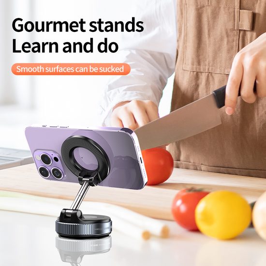 360° mágneses állítható tapadókorongos telefontartó autóba, fekete. C45