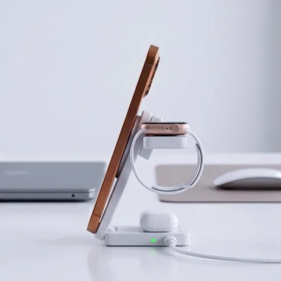 Tech-Protect A56 3v1 MagSafe bezdrôtová nabíjačka, 25 W, Qi2.2, biela