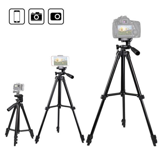 Verstelbaar Aluminium Statief 150 cm voor Camera en Mobiel (1/4" schroefdraad), Tripod