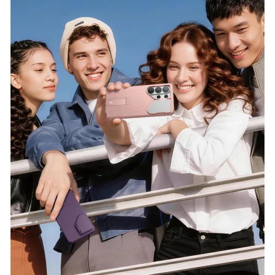 Suritch MagSafe Kickstand Camprotector tok Samsung Galaxy S26 Ultra, rózsaszín