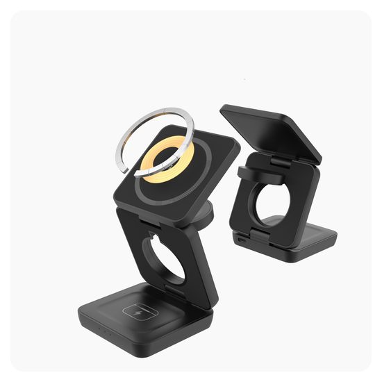 Ασύρματος Αναδιπλούμενος Φορτιστής Qi 3σε1 Πλαστικός, PD20W, QC3.0, λευκός