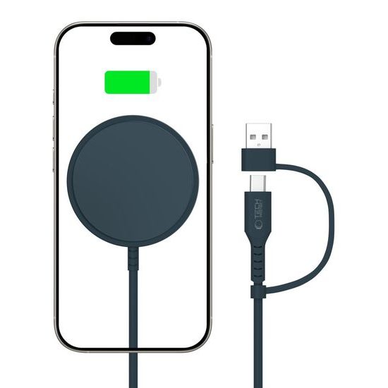 Tech-Protect QI15W-A44 Magnetische MagSafe Wireless Ladegerät, Dunkelblau