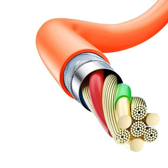 Dudao Angled kabel otočný o 180°, USB-C - Lightning, 30 W, 1 m, oranžový