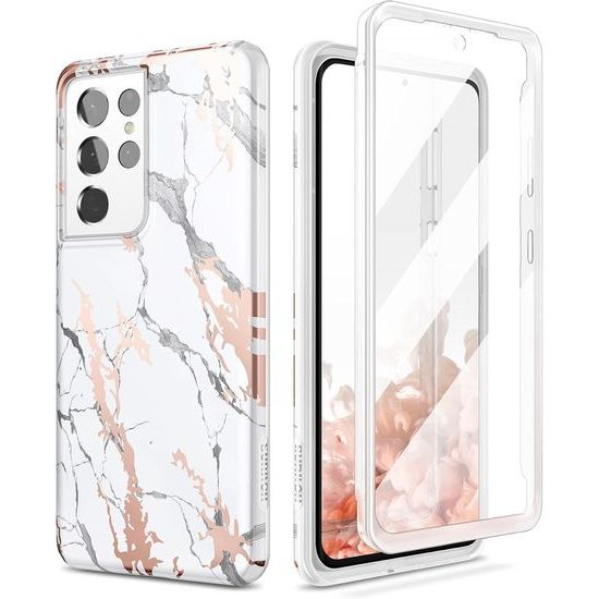 Suritch 360 Marble Θήκη για Samsung Galaxy S21 Ultra, Λευκή