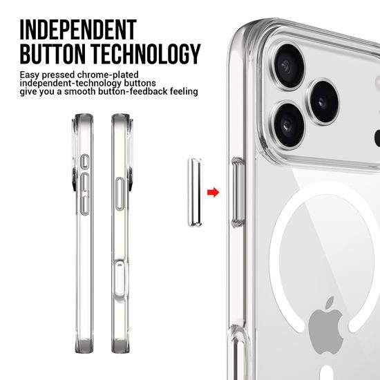 JP MagFit MagSafe θήκη με πιστοποίηση 1.2M SGS, iPhone 17 Pro, διάφανη