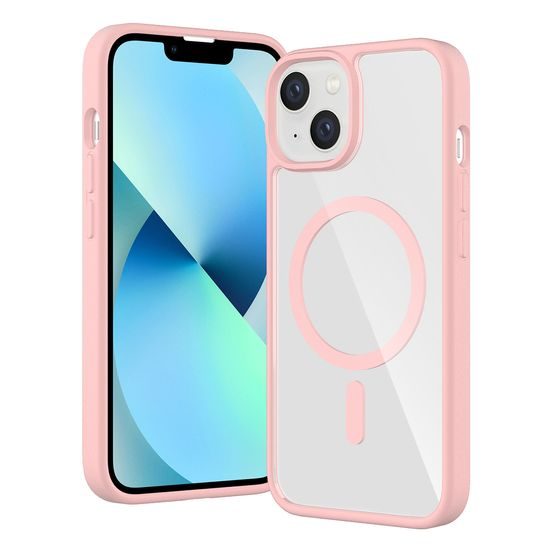 JP MagFit Clear MagSafe obal s N52 magnetom, iPhone 13 / 14, svetlo ružový