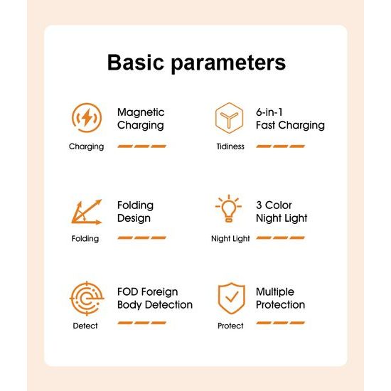 MagDock 6 Pro 6σε1 ασύρματος σταθμός φόρτισης με ρολόι και φωτισμό νυκτός για iOS και Android, μαύρο