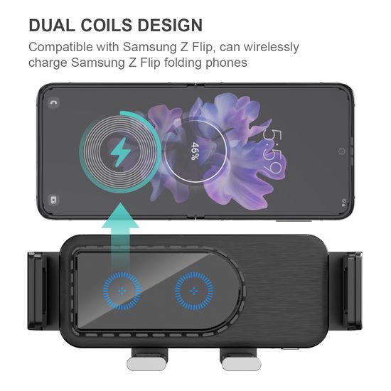 Supporto auto wireless dual 15W per telefoni pieghevoli, C37