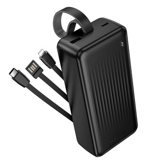 Borofone akupank BJ79B 30000mAh USB-A + USB-C ja Lightning kaablitega – must