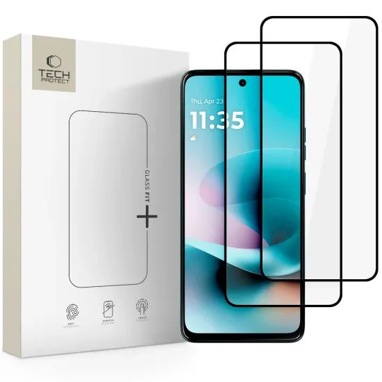 Tech-Protect Screenprotector Gehard glas Fit+ - voor Motorola Moto G57 / G57 Power / G67 Power - Zwart - 2 stuks
