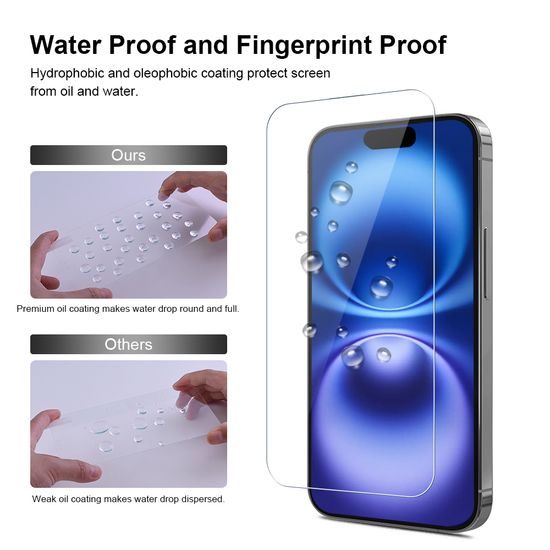 JP Long Pack Szkło hartowane, 3 szkła na telefon z aplikatorem, iPhone 16 Plus