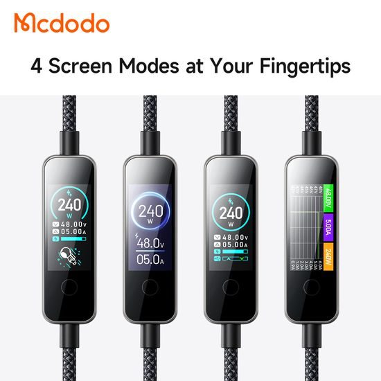 Mcdodo Datenkabel mit TFT-Display (CA-8750) USB-C auf USB-C, 240 W, 1,2 m - Schwarz