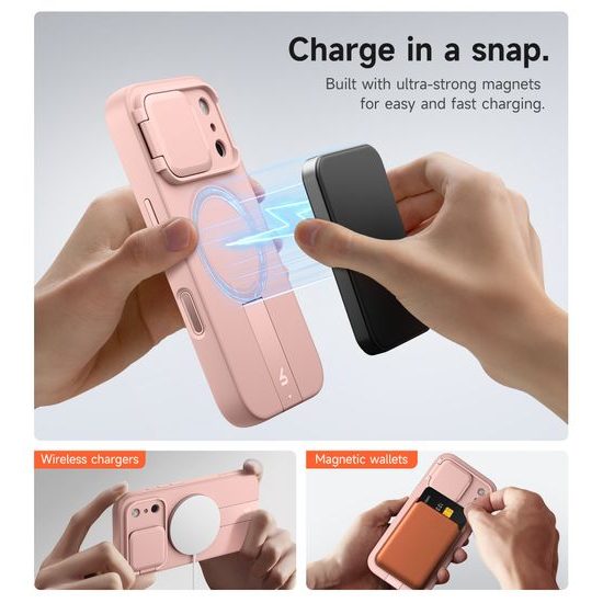 Suritch MagSafe Kickstand Camprotector θήκη iPhone 17 Pro Max, ροζ