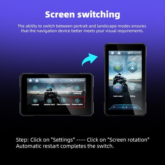 5" motocyklový displej s bezdrôtovým Apple CarPlay a Android Auto