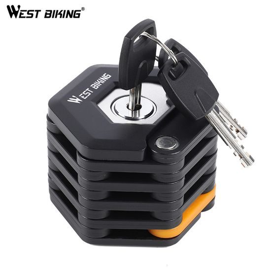 West Biking Faltschloss für Fahrrad und Motorrad - Kettenschloss aus gehärtetem Stahl