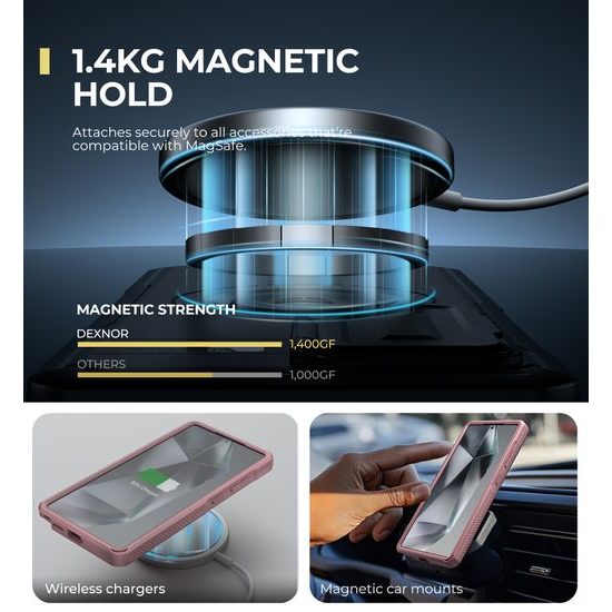 Dexnor MagSafe 360 Kickstand Camprotector Θήκη Samsung Galaxy S25 Ultra, Ροζ