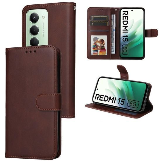 Μαγνητική Θήκη, Xiaomi Redmi 15, καφέ