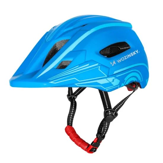 Wozinsky Kinder Fahrradhelm mit USB Rücklicht - Vollgesichtsschutz - Größe S (52-56 cm) - Blau