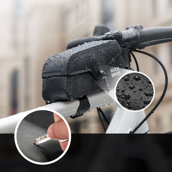 Rockbros Vodoodporna torbica za okvir kolesa z magnetnim zapiranjem 0,9 l, črna