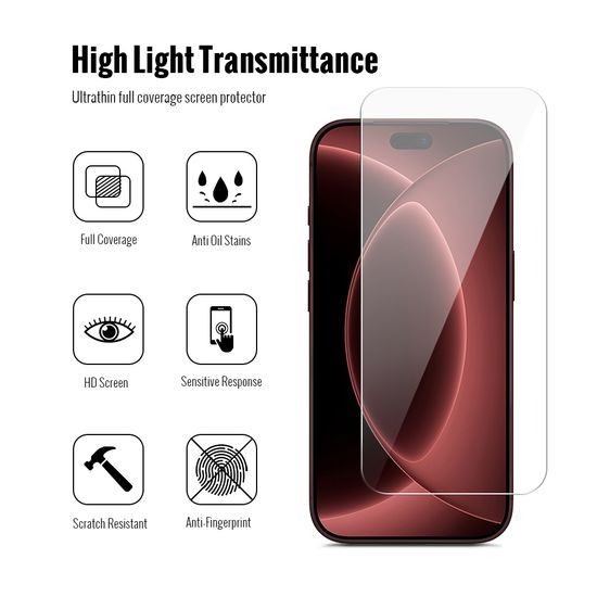 JP Combo paket, Komplet 2 zaščitnih kaljenih stekel in 2 stekel za kamero, iPhone 18 Pro