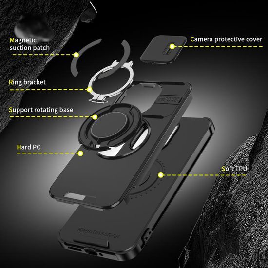 Xiaomi Redmi Note 17 4G / 5G ümbris – CamSlide Stand kaamerakaitsega alusega – must